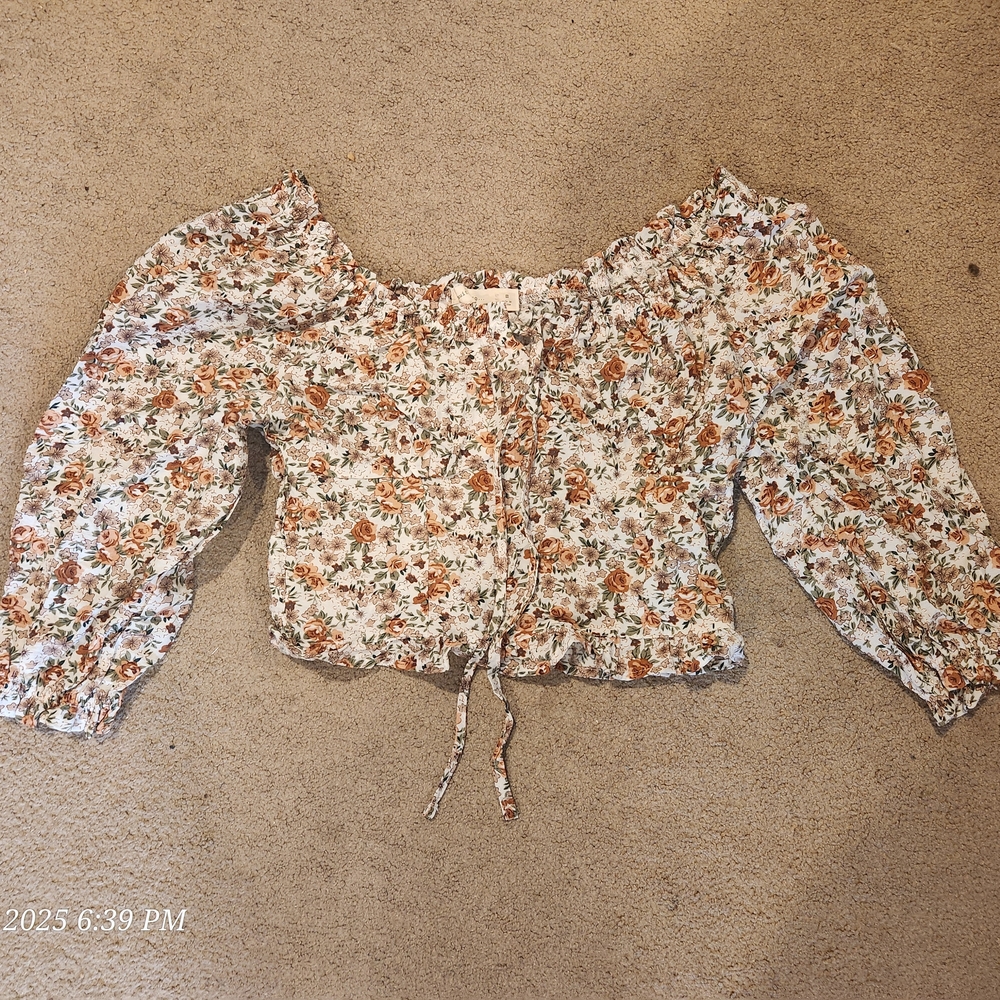 Elegant Floral Off-Shoulder Blouse